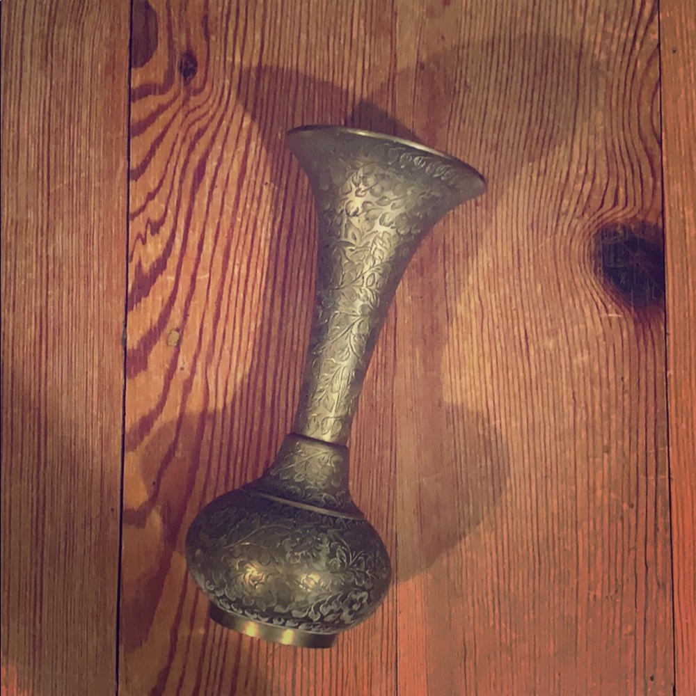 Hand carved brass Indian vase